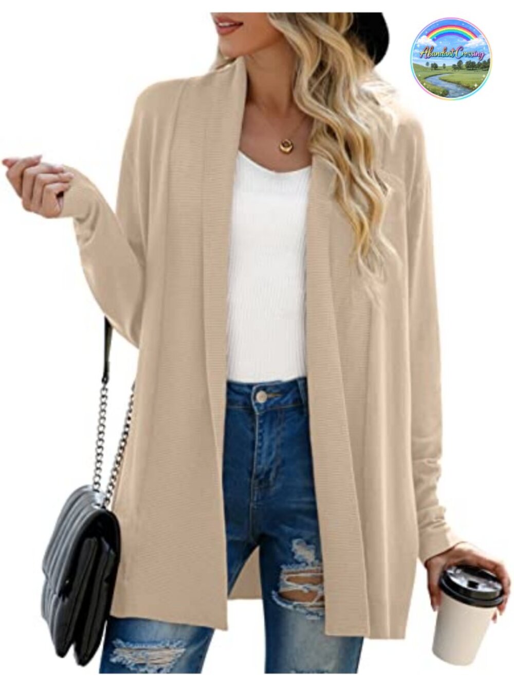 Women's Long Sleeve Open Front Lightweight Sweater Cardigan Rayon Blend